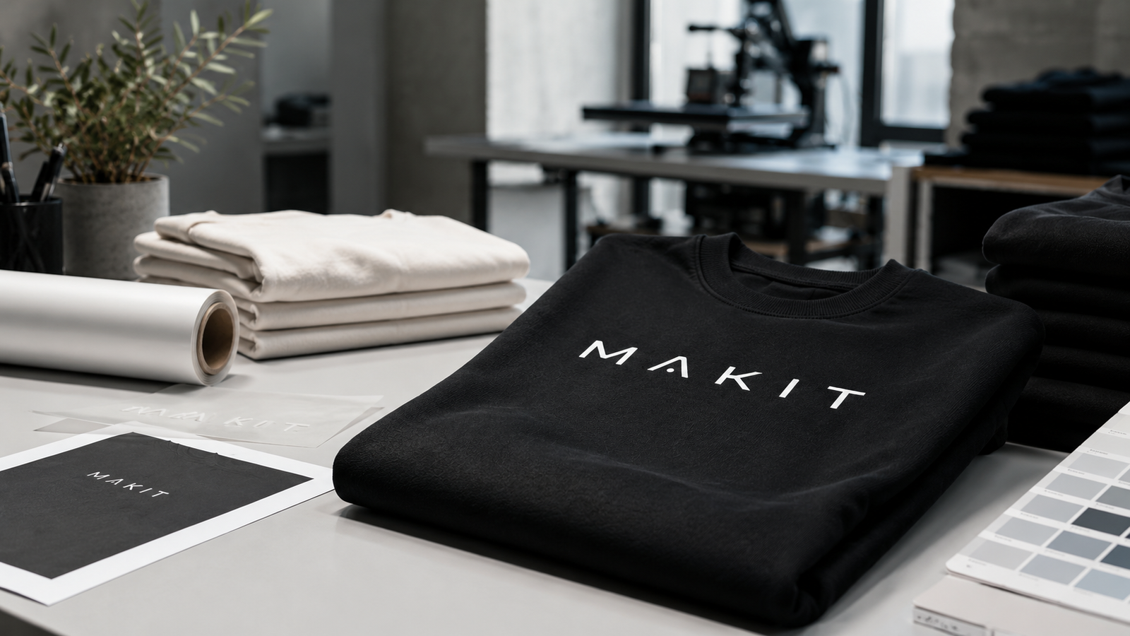 Pile de t-shirts MAKIT personnalisés